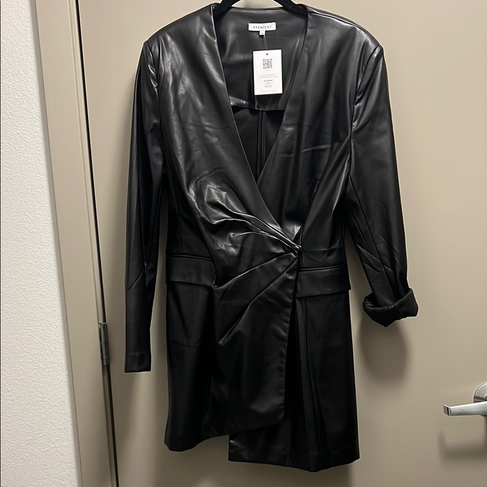 Blank Wardrobe Black Faux Leather Blazer Jacket dress